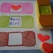ball of yarn stamp with heart, hand carved rubber stamps, handmade rubber stamp set