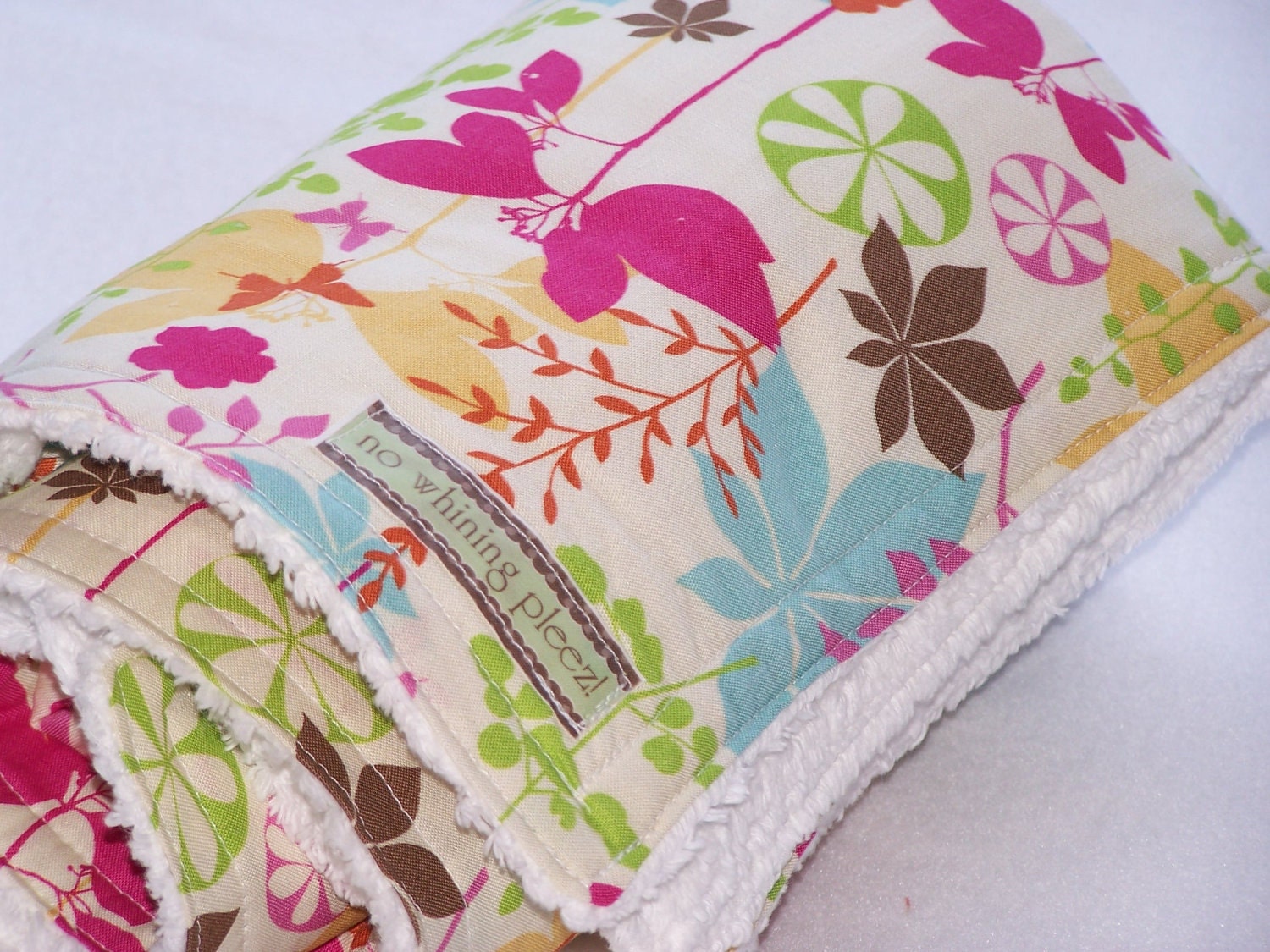 Baby Blanket-- Butterfly Floral--FREE matching wash cloth
