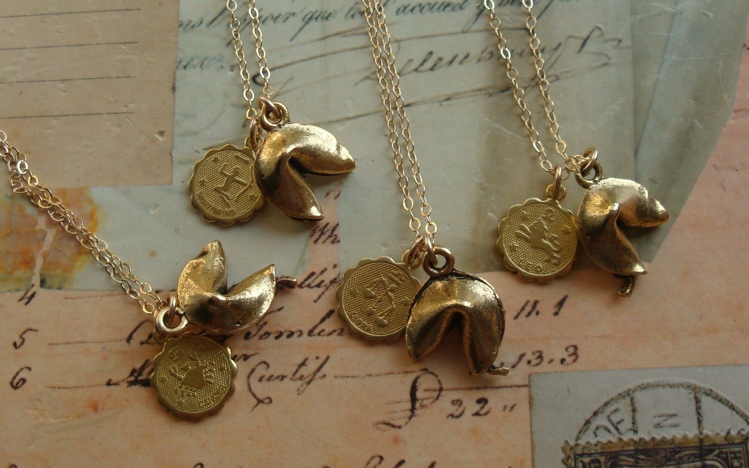 Fortune Cookie with Zodiac Sign Charm Necklace