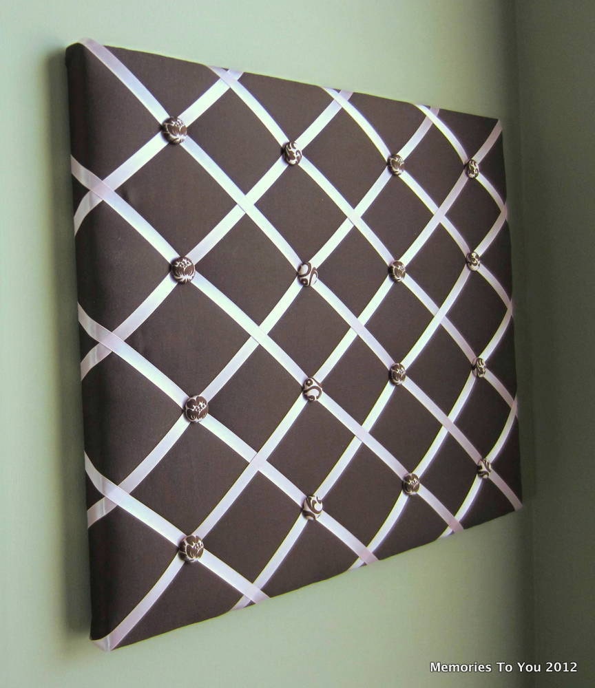 16x20 French Memory Board or Bow Holder  Chocolate Brown and Pink