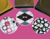 Strong Magnetic Clip Set - Preppy Black & White with Pink (set of 3)