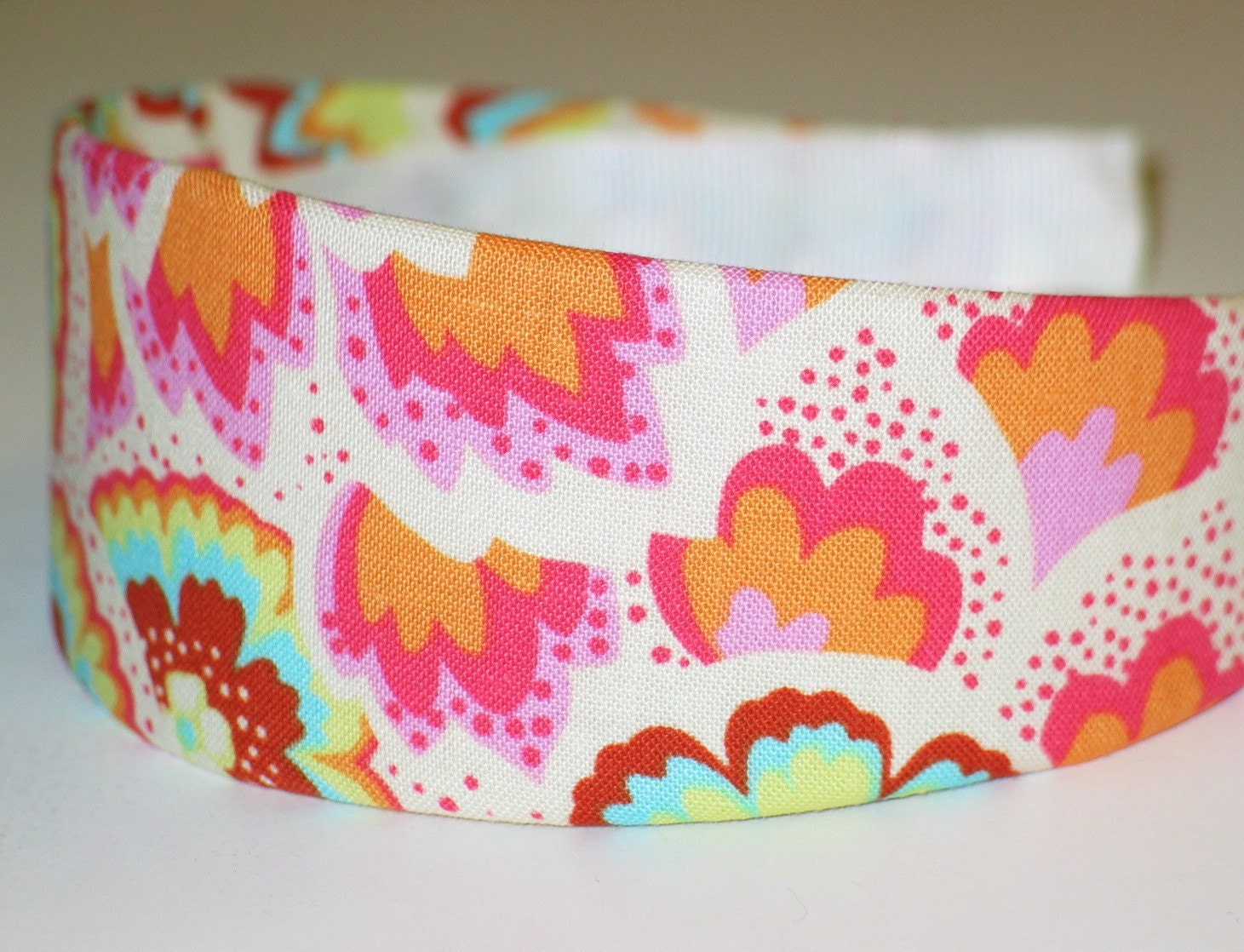 Fabric Covered Headband - Amy Butler Floral, Wide Headband for Women or Girls