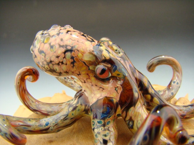 Glass Octopus Sculpture paperweight Aquarium Art Ocean Boro KT (made to order)