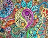 The Color of Drums, Singleton Hippie Art  yen and yang Original