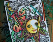 Hippie Coloring Pages, Dream, Set of 2 Posters, Singleton Hippie Art