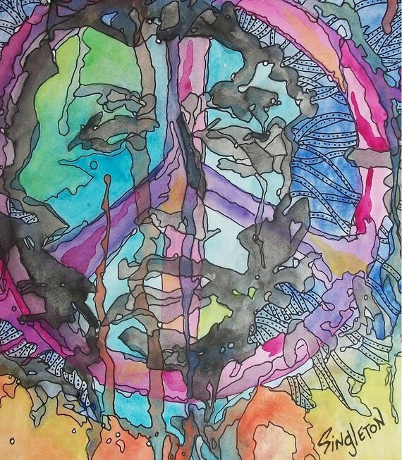 Jimi in Peace, Hippie Singleton Art, The Original