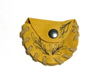 Genuine Deer Skin Leather Coin Purse Simple Paisley