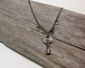 Found Antique Key Necklace with Charms