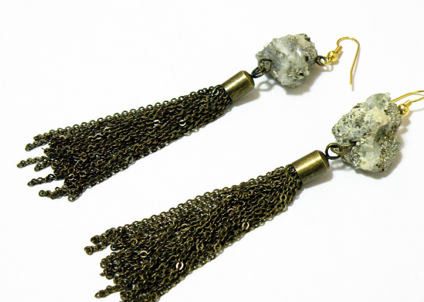 Pyrite Tassel Earrings