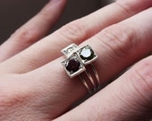 THREE  Little Stacking ring, Sterling silver, Made to order, Custom Ring ,  Birthstone Ring, Choose three Gemstone, Lab created gems