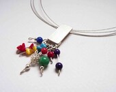 Multicolor pendant - Sterling silver  and colorful gems - Perfect for Spring - Summer - Autumn - Winter