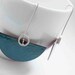 Sterling silver and copper with turquoise enamel, semicircle, dangle, elegant modern look and comfortable, art deco style."Deco II earrings"