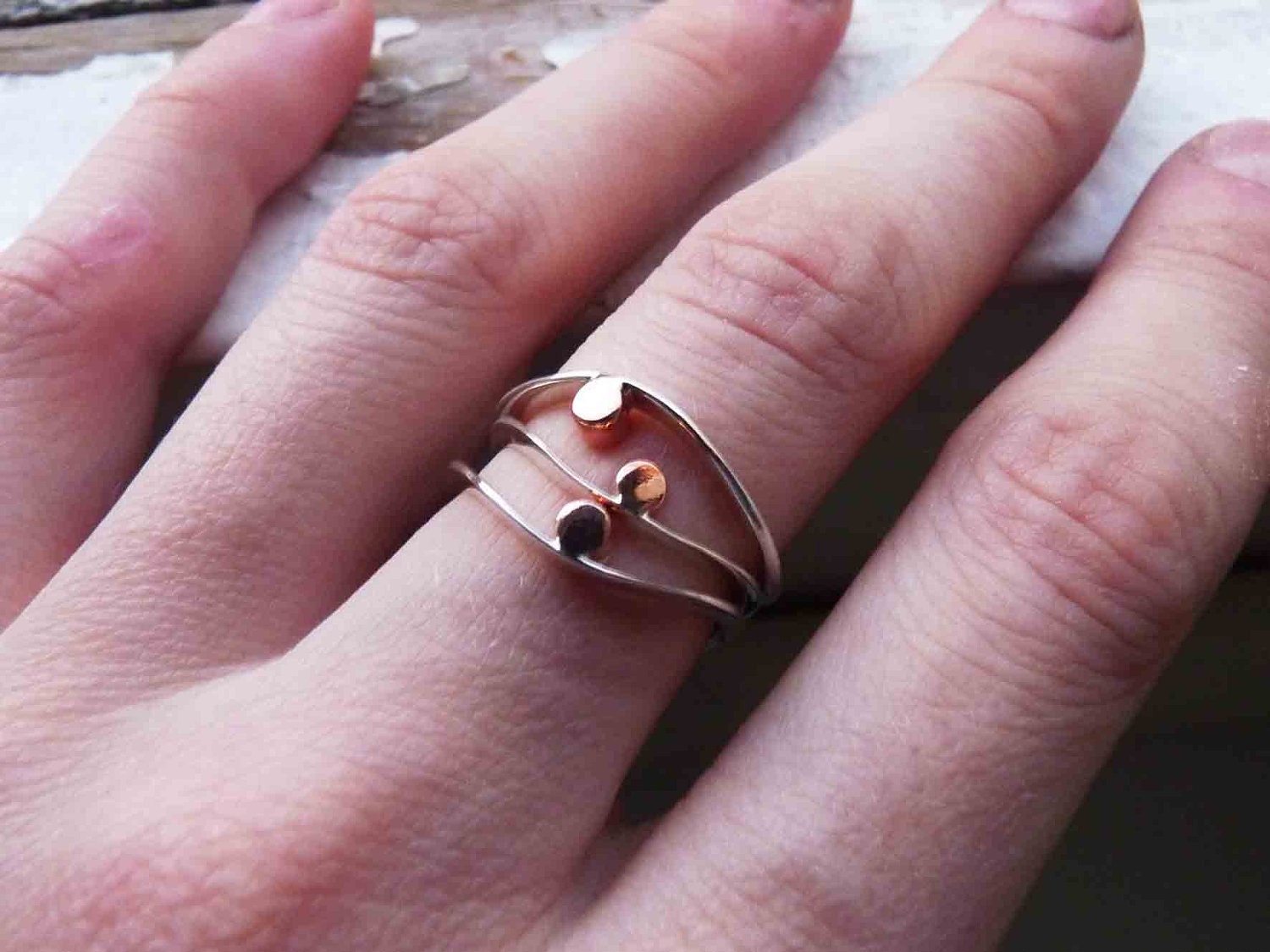 Stacking Silver Rings Set of 3, Elegant casual, eternity rings, stackers, thin ring, Sterling silver and copper, Made to order in your size