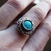 Sterling Silver Ring with Turquoise stone, black patina, polished,  Made to order in your size, To wear all day, delicate, medium size