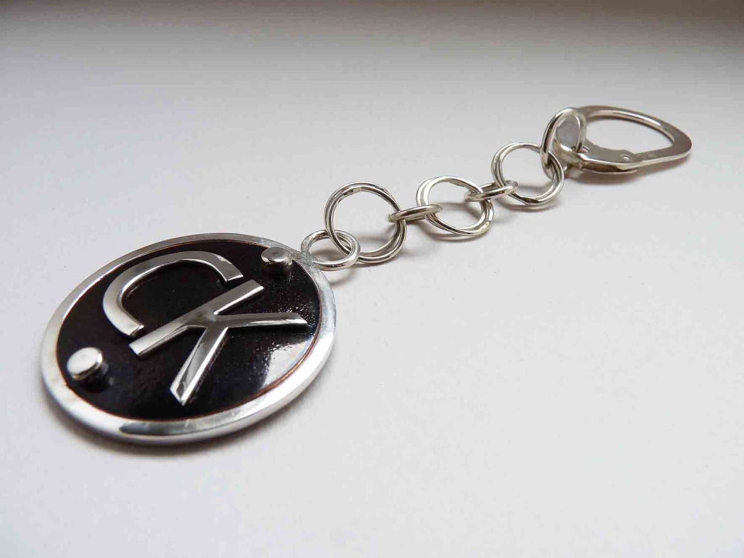 Man Keychain Custom - Sterling silver - Copper and enamel - Made to order - Custom - Letter - Keychain Lyrics - Personalized - Initials
