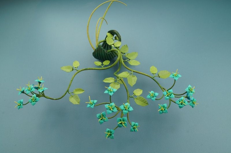 Origami Bonsai with Tiny Turquoise Flowers