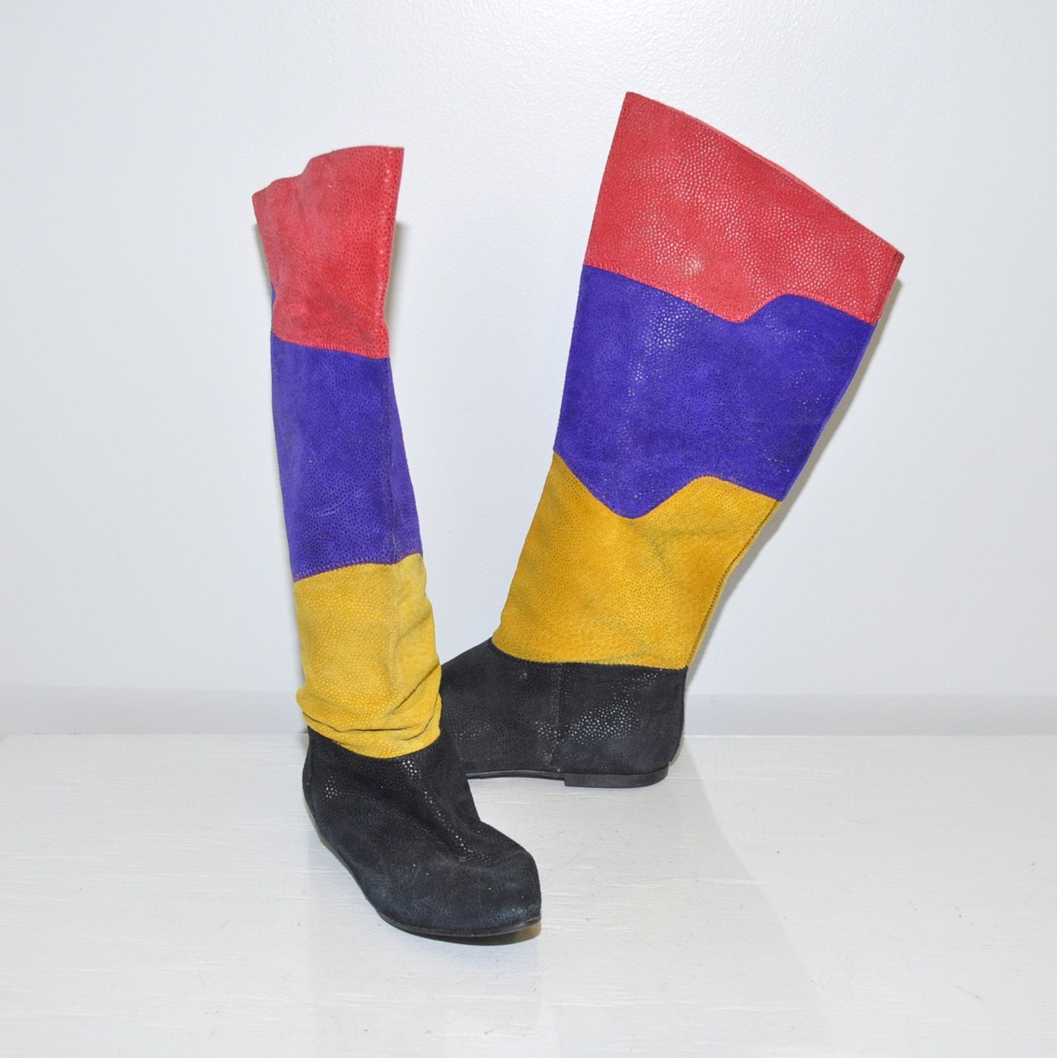 Kaleidoscope Leather boots size 6.5 /  Vintage 80s