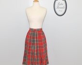 Vintage 1950s Red / Black Plaid Pleated Skirt