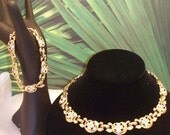 Vintage 50s Rhinestone Pinwheel Choker / Bracelet set
