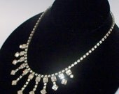 Vintage 50s Crystal Clear Rhinestone Necklace - Choker