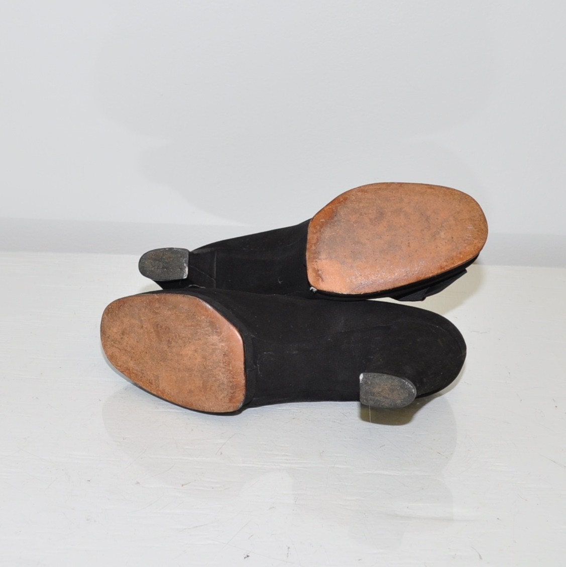 size 7 vintage 60s Midnight Marquise Leather Platform Heels