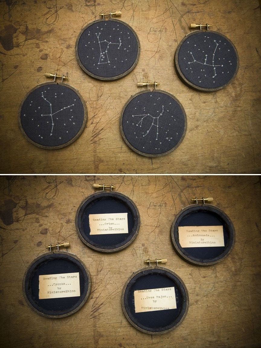 Two Zodiac Constellations - Embroidered Stars of Your Choice