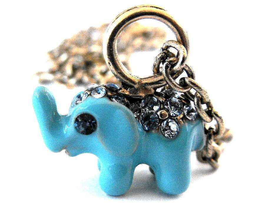 Lucky Baby Blue Elephant Necklace