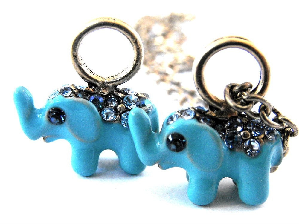 Best Deal Two Baby Blue Lucky Baby Elephant Necklaces
