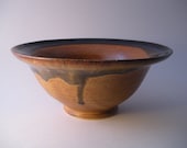 Shapely Ceramic Ocher and Blue Bowl