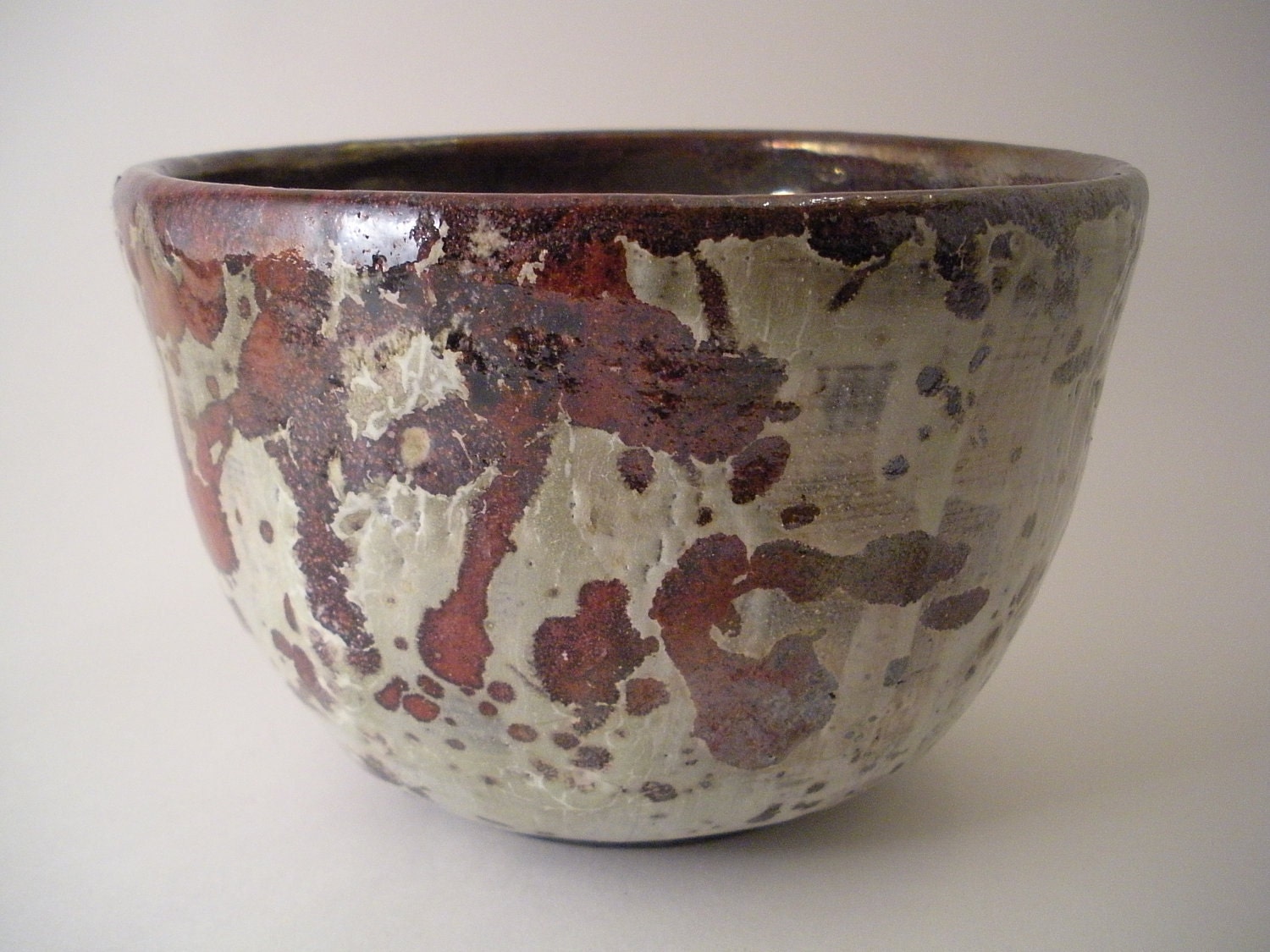 Red and White Metallic Raku Bowl
