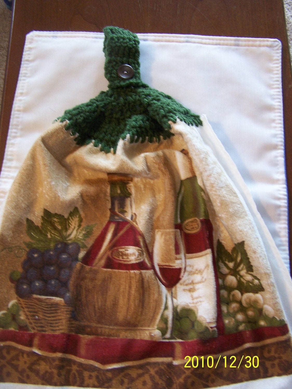 Wine and Grapes Crocheted Kitchen Towel