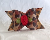 7/8 Leopard Rose Single Loop Dog Bow