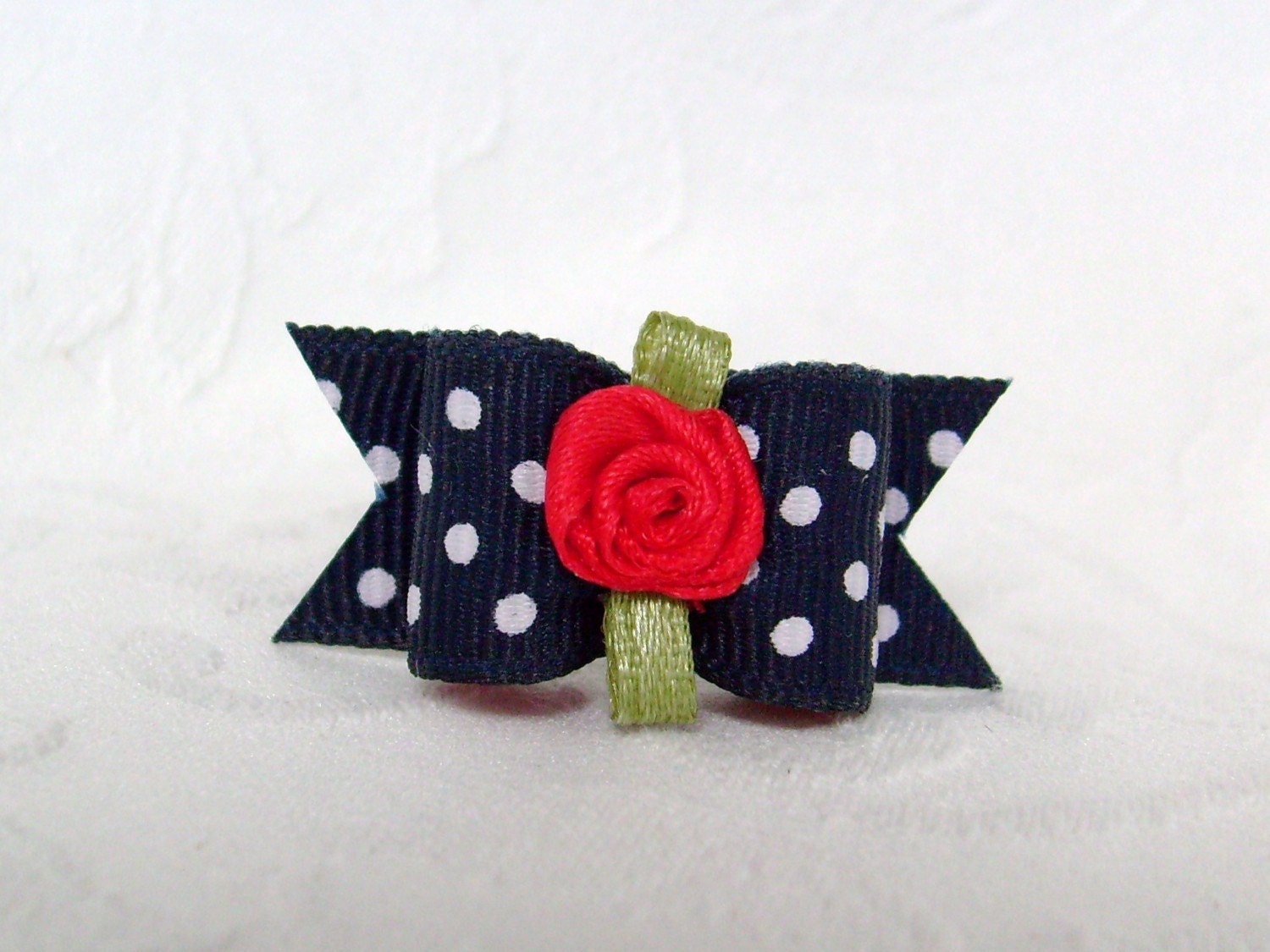 5/8 Navy Blue Swiss Dot Bow