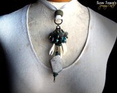 Amethyst Druzy Tribal Amulet Necklace Labradorite Wolf Teeth Hebron Bead Pagan Ritual Pendant SPECTRAL VISION by Spinning Castle
