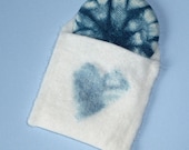 Indigo Shibori Handbag Mirror in felted pouch