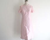 vintage 1960s dress / beaded pink shift / Gino Charles ( MALCOLM STARR  )