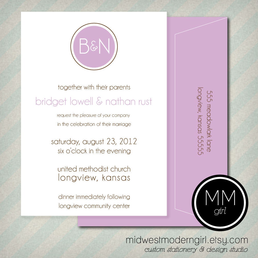 Modern Initials Circle Wedding Invitation