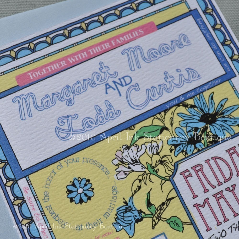 Wildflowers and Song Lyrics Wedding Invitation