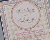 Gingham Floral Wedding Invitation