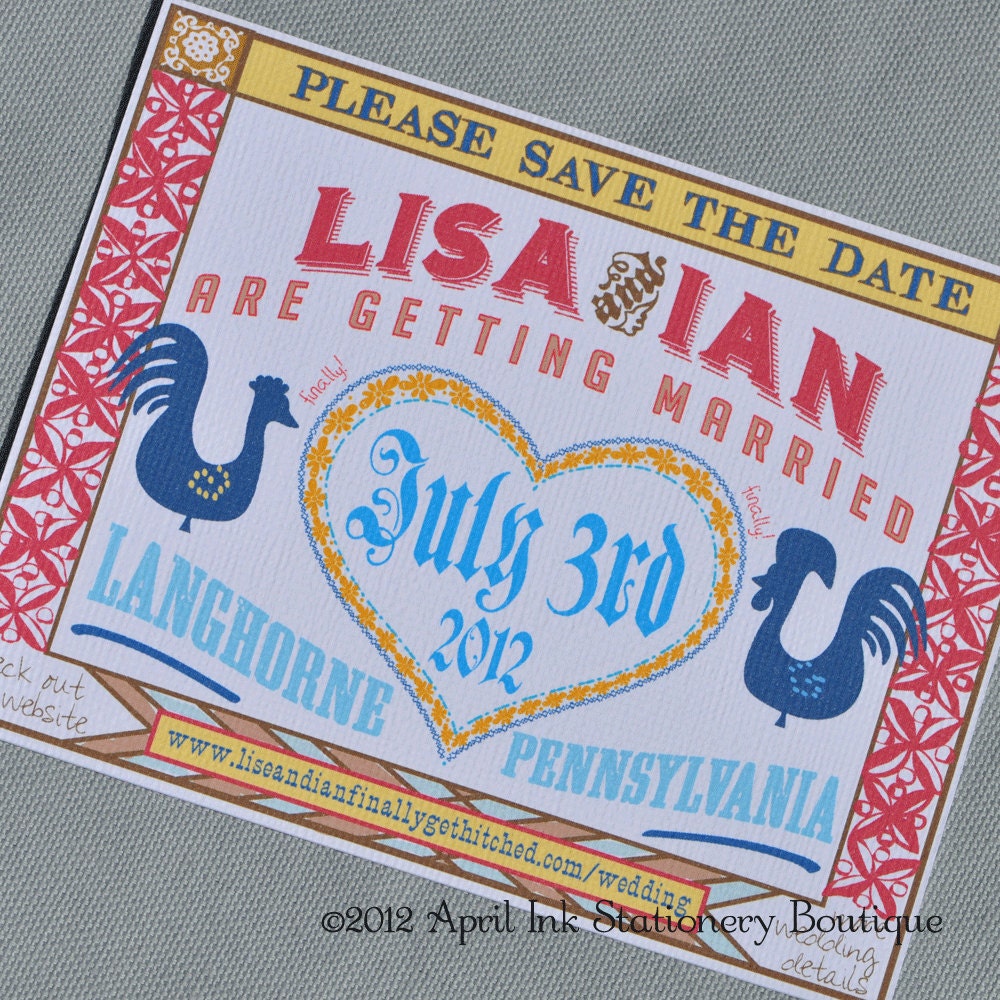 Modern Folk Art Save the Dates