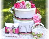 the KIM  Wedding Set Wedding Card Money Box Set  Romantic Ring Bearer Pillow Flower Girl Basket  CUSTOMIZE