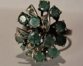 Sterling Silver and Opaque Emerald Cocktail Ring