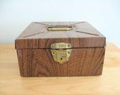 Vintage Faux Wood Metal Office Box