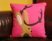 Pink jackalope pillow
