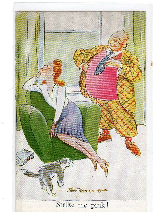 Tuck's Post card Strike me Pink vintage postcard