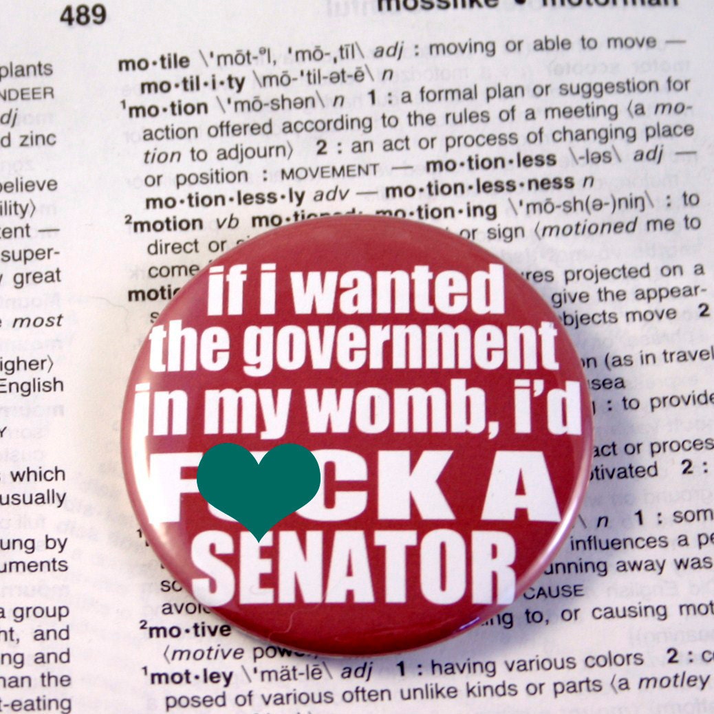 If I wanted the Government in my womb I'd fu k a senator Pinback Button
