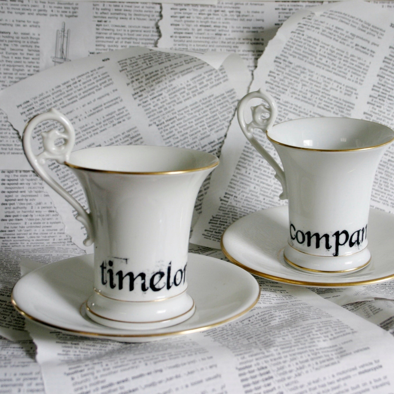 Limoges Doctor Who Themed Timelord and Companion altered vintage Teacup Set