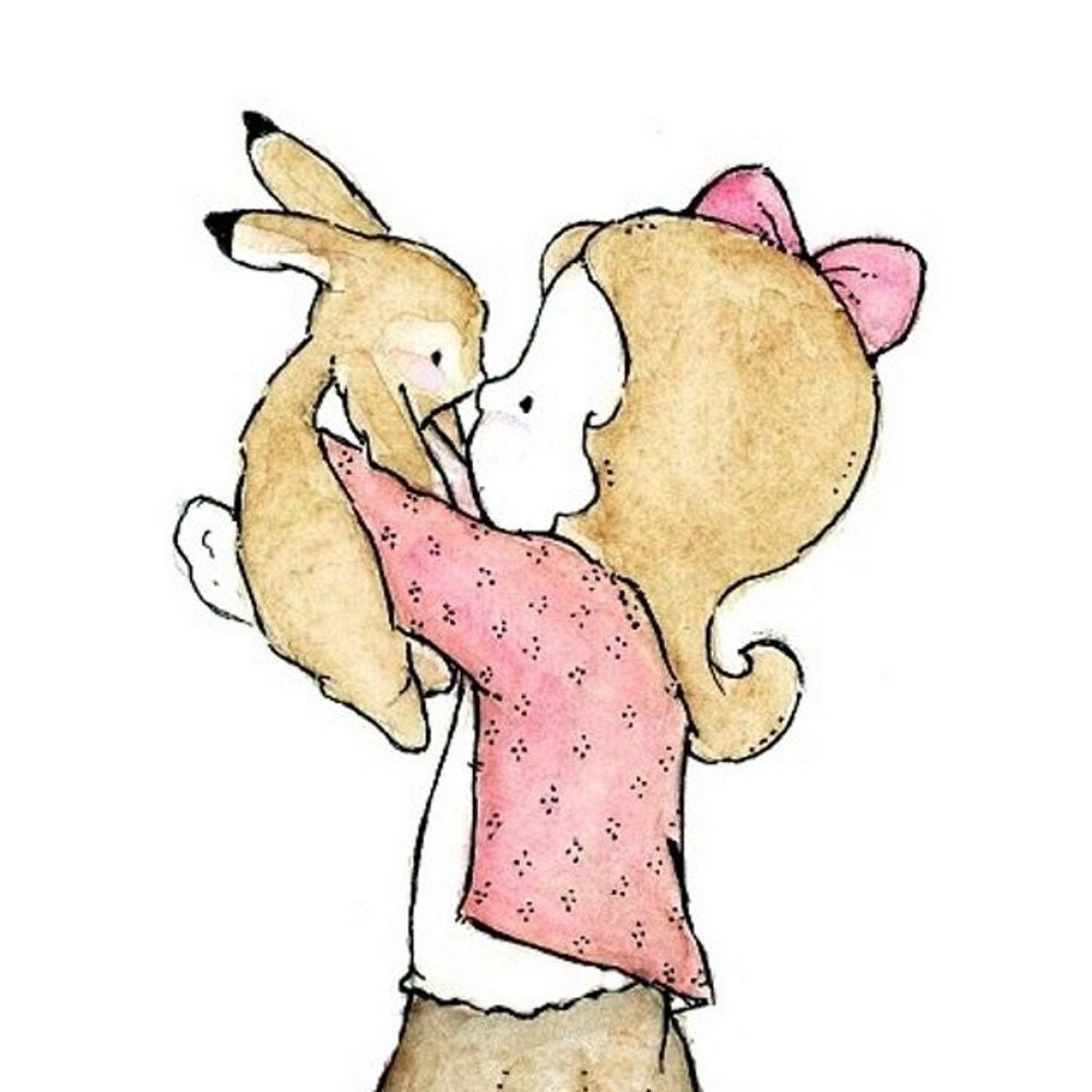 BUNNY KISS  Print 8x10 --- BUY ANY 3, GET 1 FREE ---