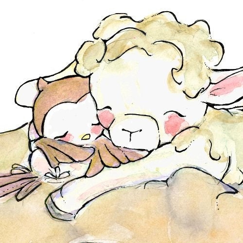 Nursery Art Print Lullaby Babies 5x7