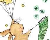 Catch A Moon Beam bunny 8X10 Nursery Art Print for Baby and Children